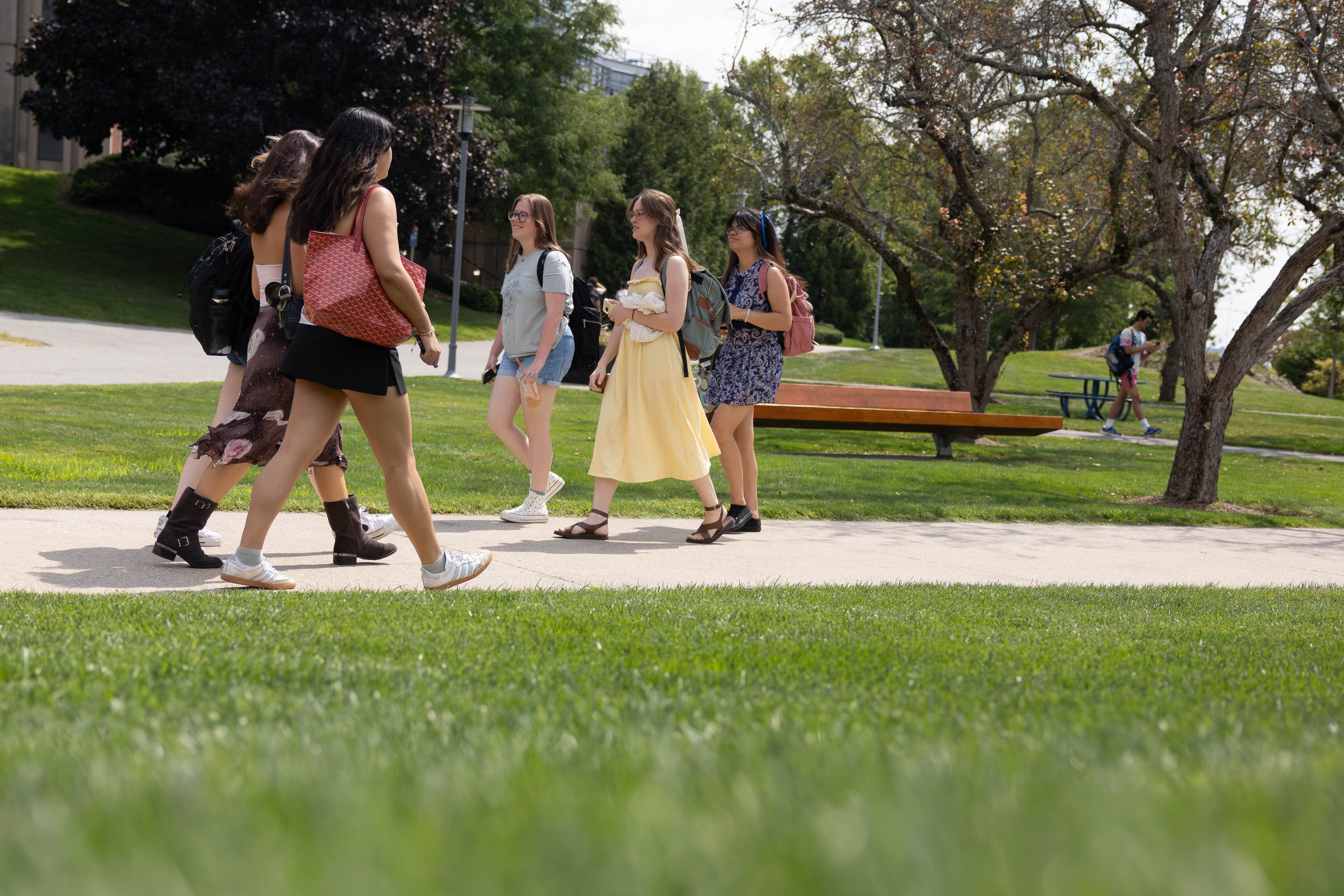 Students walk on campus.