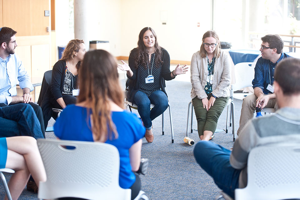 Students smiling in a classroom